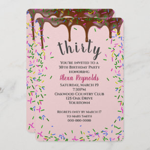 30th Birthday Chocolate Icing With Sprinkles Invitation