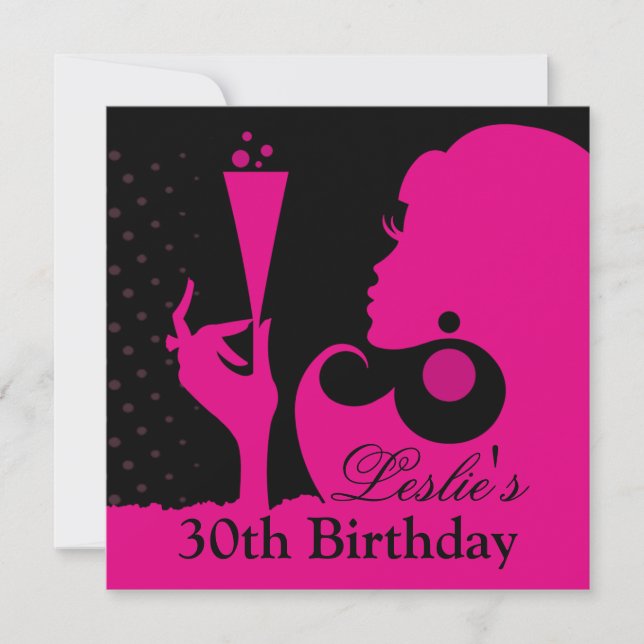 30th Birthday Cocktail Party pink Invitation (Front)