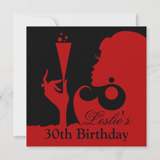 30th Birthday Cocktail Party red Invitation (Front)