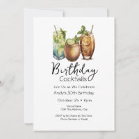 30th Birthday Cocktails Casual Invitation