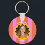 30th birthday colorful photo pink yellow trendy key ring<br><div class="desc">Custom 30th birthday photo colorful trendy keychain for women birthdays,  friends birthdays,  daughters birthdays,  girlsfriend birthdays,  women who turns 30. Modern bold vribrant colors keychaim for birthday gift. Personalise 30th unique birthday keychainwith name,  year,  text. Beautiful cute original photo keychain for birthdays,  party. Original design from Mwanga design</div>
