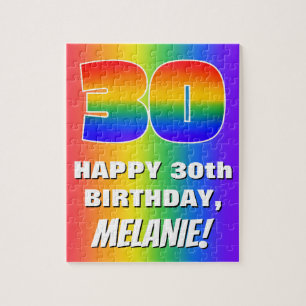 30th Birthday: Colourful, Fun Rainbow Pattern # 30 Jigsaw Puzzle