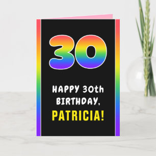 30th Birthday: Colourful Rainbow # 30, Custom Name Card