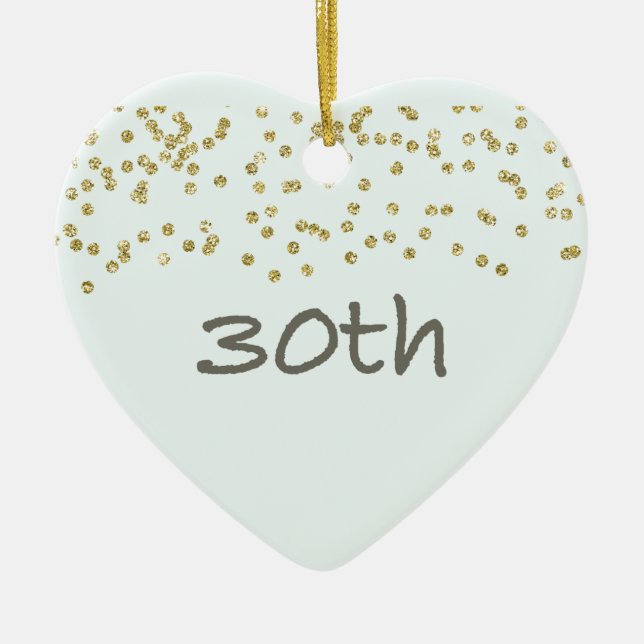 30th Birthday Confetti Ceramic Tree Decoration (Front)