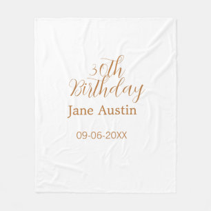 30th birthday copper brown simple stylish name dat fleece blanket