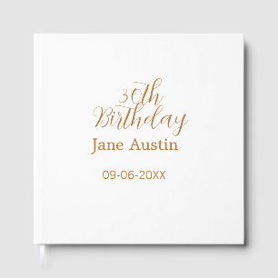 30th birthday copper brown simple stylish name dat guest book