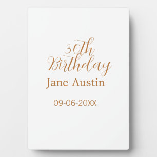 30th birthday copper brown simple stylish name dat plaque