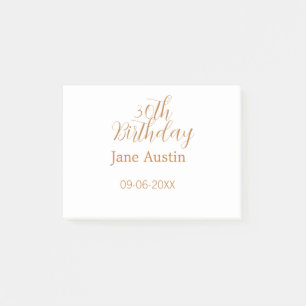 30th birthday copper brown simple stylish name dat post-it notes