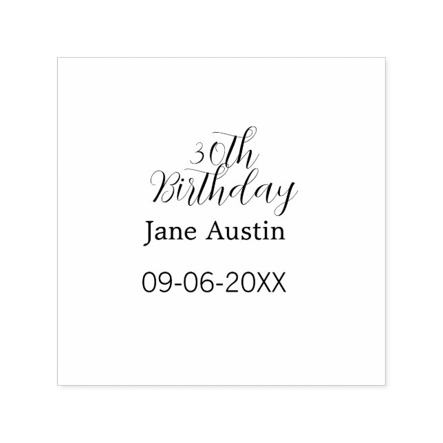 30th birthday copper brown simple stylish name dat self-inking stamp (Design)
