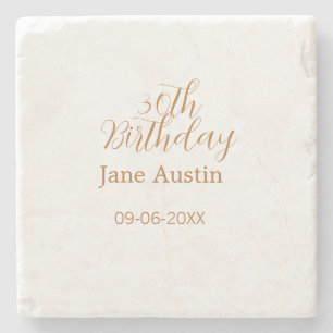 30th birthday copper brown simple stylish name dat stone coaster