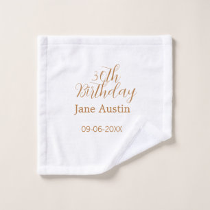30th birthday copper brown simple stylish name dat wash cloth