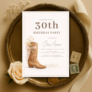 30th Birthday Cowgirl Floral Party Invitation