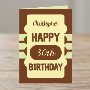 30th birthday custom name brown yellow card