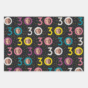 30th Birthday Customize Photo Wrapping Paper Sheet
