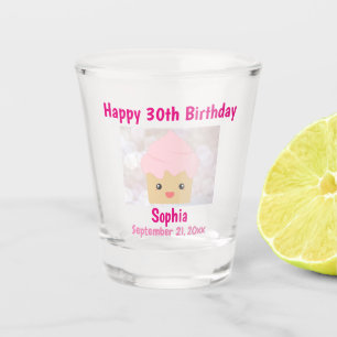 30th Birthday Cute Pink Girly Cupcake Shot Glass