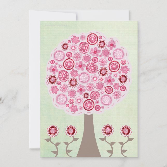 30th Birthday Designer Pink Tree Invitation (Front)