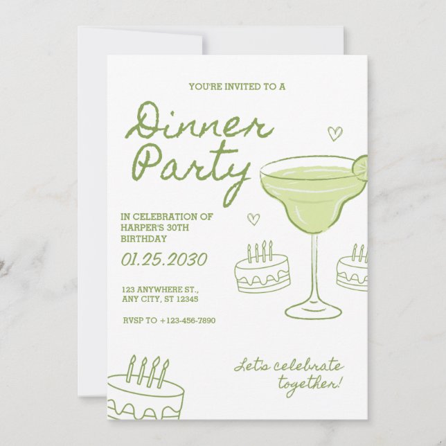 30th Birthday Dinner Party Custom Invitation (Front)