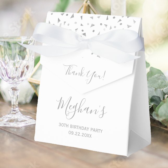 30th Birthday Elegant Silver Confetti White Favour Box (Creator Uploaded)