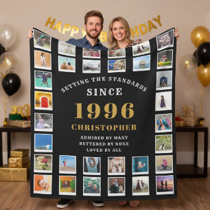 30th Birthday Family Memories Photo Collage  Fleece Blanket