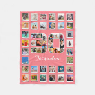 30th Birthday Family Photo Collage 49 Photographs  Fleece Blanket