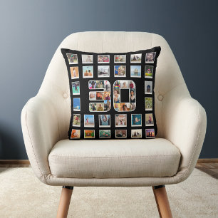 30th Birthday Family Photo Memories Collage Cushion