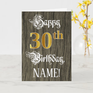 30th Birthday: Faux Gold Look + Faux Wood Pattern Card