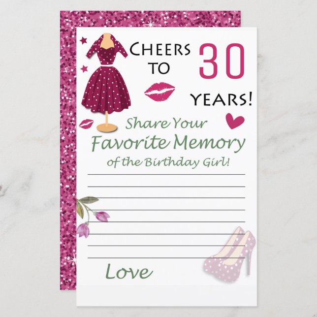 30th Birthday Favourite Memory of the Birthday Gir (Front/Back)