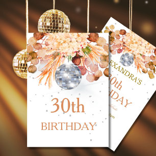 30th Birthday Floral Disco  Invitation