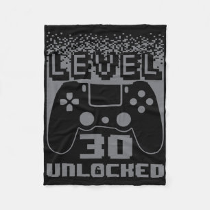 30th Birthday For Men Level 30 Unlocked Gamer 30 Y Fleece Blanket