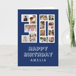 30th Birthday Fun Blue Photo Collage Greeting Card