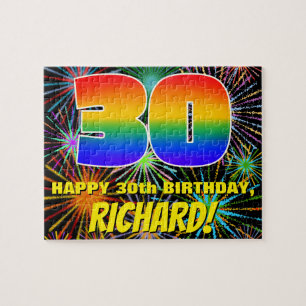 30th Birthday: Fun, Colourful Celebratory Firework Jigsaw Puzzle