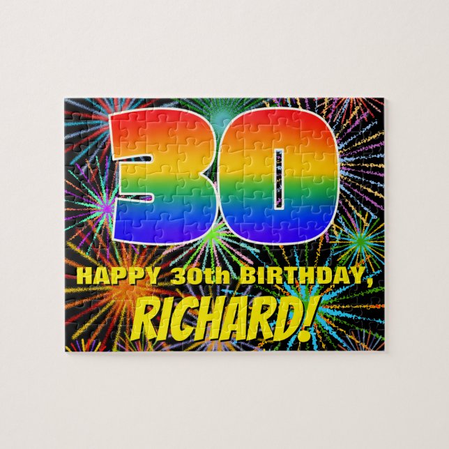 30th Birthday: Fun, Colourful Celebratory Firework Jigsaw Puzzle (Horizontal)