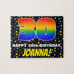 30th Birthday — Fun, Colourful Star Field Pattern Jigsaw Puzzle