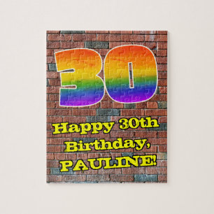 30th Birthday: Fun Graffiti-Inspired Rainbow 30 Jigsaw Puzzle