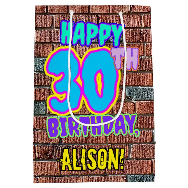30th Birthday: Fun, Urban Graffiti Inspired Look Medium Gift Bag (Back)