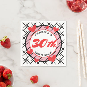 30th Birthday Funky Hearts Paper Napkins