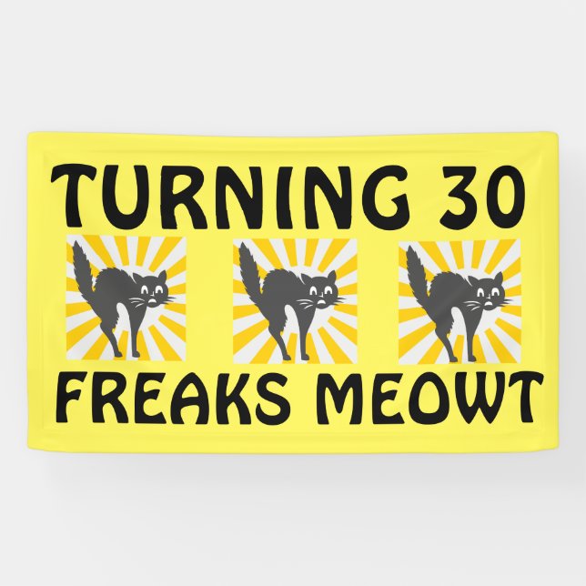 30TH BIRTHDAY FUNNY CAT BANNER (Horizontal)