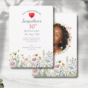 30th Birthday Garden Floral Wild Meadow Photo Invitation