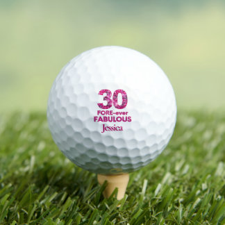 30th Birthday Gift for Friend Pink 30 and Fabulous Golf Balls