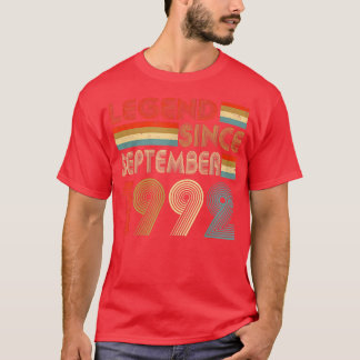 30th Birthday Gift Legend Since September 1992 30  T-Shirt