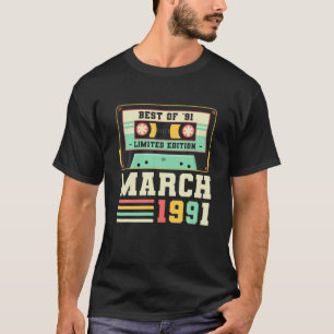 30Th Birthday Gift March 1991 Man Woman 30 Years P T-Shirt