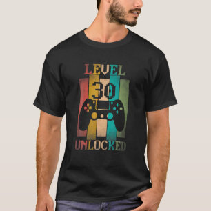 30Th Birthday Gift Mens Level 30 Unlocked Gaming V T-Shirt