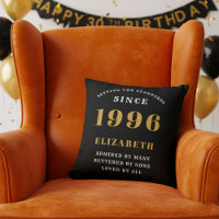 30th Birthday Gift Personalized 1996 Black Gold