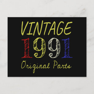 30th Birthday Gift Vintage 1991 Original Parts Postcard