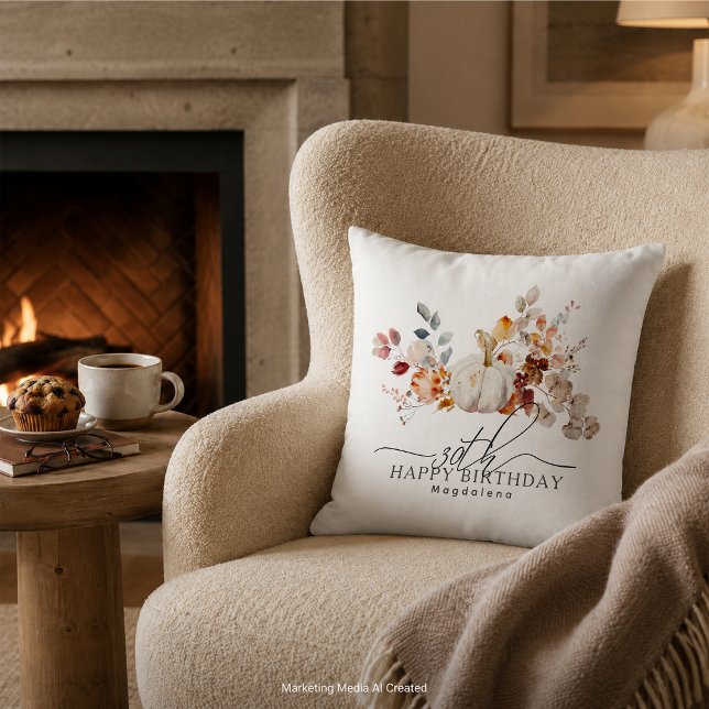 30th Birthday Gift White Pumpkin Fall Custom Cushion (Creator Uploaded)