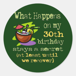 30th Birthday Gifts Classic Round Sticker