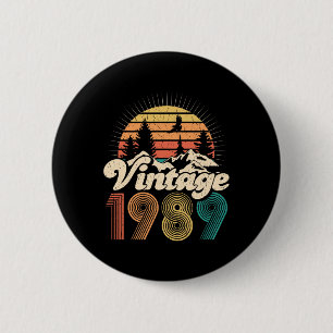 30th Birthday Gifts - Vintage 1989 Hiking Women Me 6 Cm Round Badge