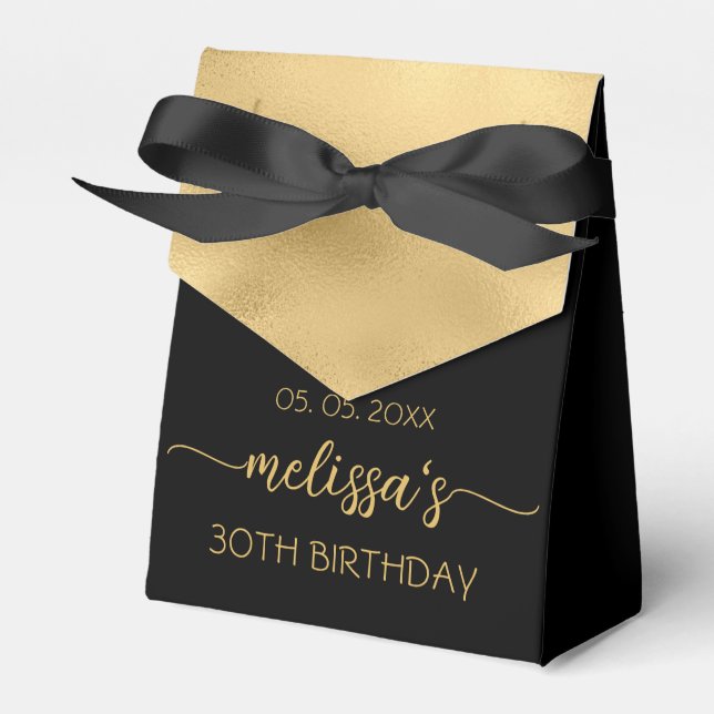 30th Birthday Gold Foil Monogram Name Script  Favour Box (Front Side)