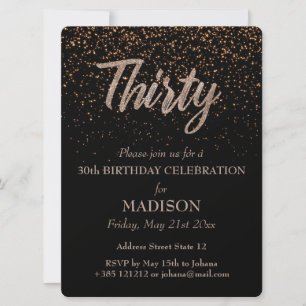 30th Birthday Gold Glitter Invitation