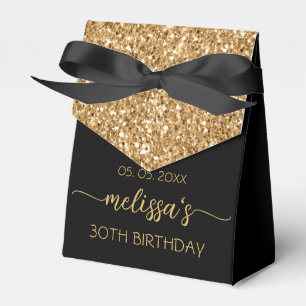 30th Birthday Gold Glitter Monogram Name Script Fa Favour Box